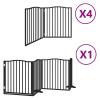 Gecheer 12-Piece Folding Dog Gate with Door, Black, 960 cm, Poplar Wood view 2