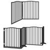 Gecheer 12-Piece Folding Dog Gate with Door, Black, 960 cm, Poplar Wood view 3