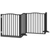 Gecheer 12-Piece Folding Dog Gate with Door, Black, 960 cm, Poplar Wood view 4