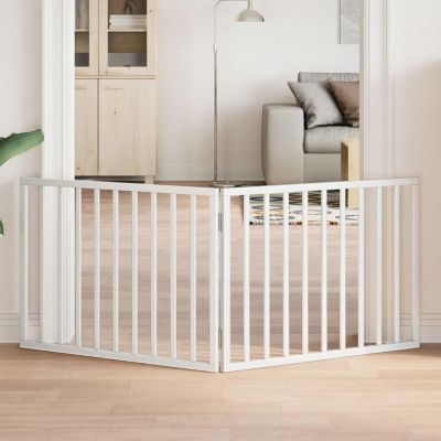 Gecheer Folding Dog Gate, 2 Panels, White, 160 cm, Poplar Wood