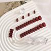 KQueenest Cat-Eye Dark Wine Red Short Press-On Nails, Square Coffin, 30-Piece Set view 3