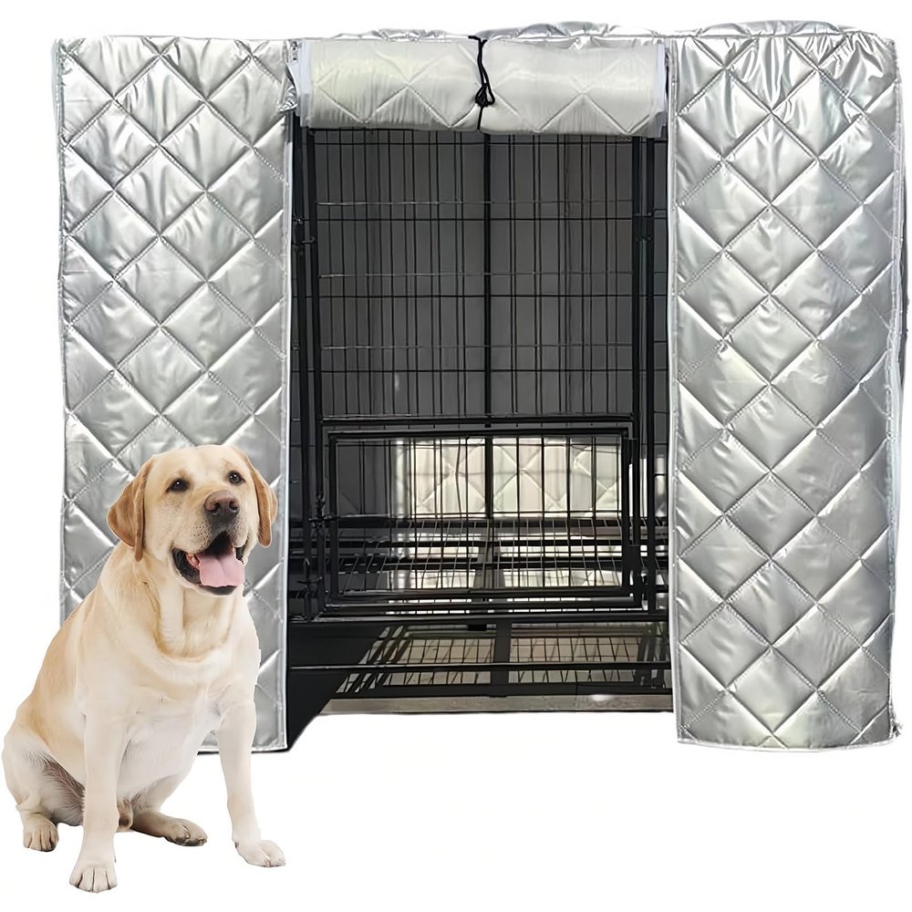 MIDUOLAI Waterproof Insulated Dog Crate Cover, Silver, 78 x 55 x 95 cm