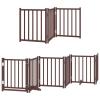 Gecheer 12-Panel Folding Dog Gate with Door, Brown, 600 cm, Poplar Wood view 3