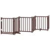 Gecheer 12-Panel Folding Dog Gate with Door, Brown, 600 cm, Poplar Wood view 4