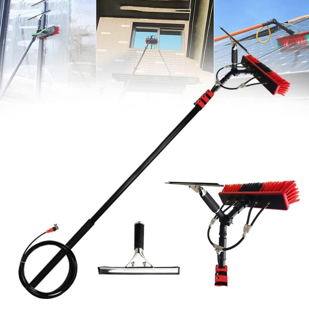 DJXLMN Telescopic Window Cleaning Brush Kit for Solar Panel Maintenance