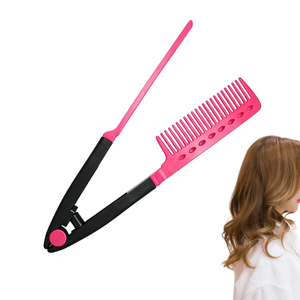 V-Shape Hair Smoothing Comb, Heat-Resistant Flat Iron Comb Attachment, 9.65 x 1.81 x 0.59 in