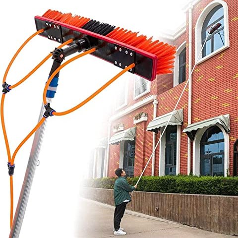 DJXLMN Glass Cleaning Brush with Telescopic Pole Kit for Solar Panels and Windows