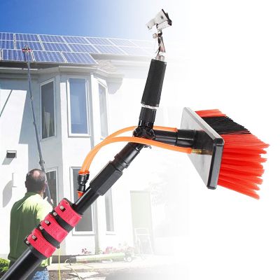 DJXLMN Telescopic Cleaning Brush with Rubber Strip for Solar Panels, Windows, and Glass Walls