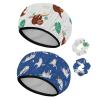 Eslifey 2-Pack Reusable Shower Caps with Hair Ties for Women, Waterproof Elastic Caps for Long Hair, Tropical Palm Leaves and Sloths Pattern view 1