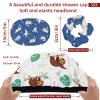 Eslifey 2-Pack Reusable Shower Caps with Hair Ties for Women, Waterproof Elastic Caps for Long Hair, Tropical Palm Leaves and Sloths Pattern view 3