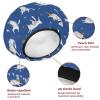 Eslifey 2-Pack Reusable Shower Caps with Hair Ties for Women, Waterproof Elastic Caps for Long Hair, Tropical Palm Leaves and Sloths Pattern view 4