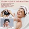 Eslifey 2-Pack Reusable Shower Caps with Hair Ties for Women, Waterproof Elastic Caps for Long Hair, Owl Feather view 2