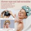 Eslifey Reusable Waterproof Shower Caps with Hair Ties for Women, Long Hair, Army Camouflage Brown, 2-Pack view 2