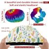 Eslifey Reusable Shower Caps with Hair Ties for Women, Waterproof, Elastic, for Long Hair, Colorful Flower, 2-Pack view 3