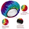 Eslifey Reusable Shower Caps with Hair Ties for Women, Waterproof, Elastic, for Long Hair, Colorful Flower, 2-Pack view 4