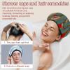 Eslifey Reusable Shower Caps with Hair Ties for Women, Waterproof, Elastic, for Long Hair, Mountain Watercolor and Blue Sky Design, 2-Pack view 2