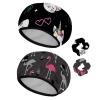 Eslifey 2-Pack Reusable Waterproof Shower Caps with Hair Ties for Women view 1