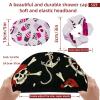 Eslifey 2-Pack Reusable Shower Caps with Hair Ties for Women, Waterproof Elastic Caps for Long Hair, Pirate Skull, Anchor and Star Patterns view 3