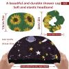 Eslifey 2-Pack Reusable Shower Caps with Hair Ties for Women, Waterproof Elastic Caps for Long Hair, Cartoon Planets, Stars and Comets view 3