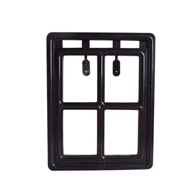 Pet Door for Screen Windows, Lockable Plastic, Black, 45.5 x 36 x 1.5 cm