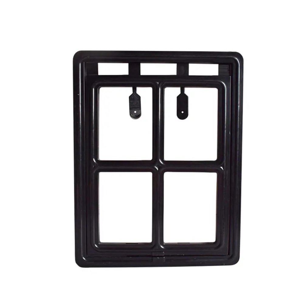 Pet Door for Screen Windows, Lockable Plastic, Black, 45.5 x 36 x 1.5 cm