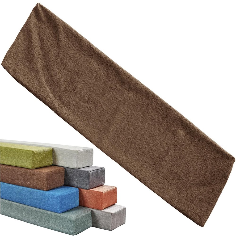Rectangular Foam Bed Gap Filler Cover, Linen, Zippered, Washable, Coffee, 90 x 5 x 10 cm