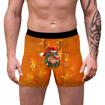 Generic Christmas Cotton Stretch Boxer Briefs for Men