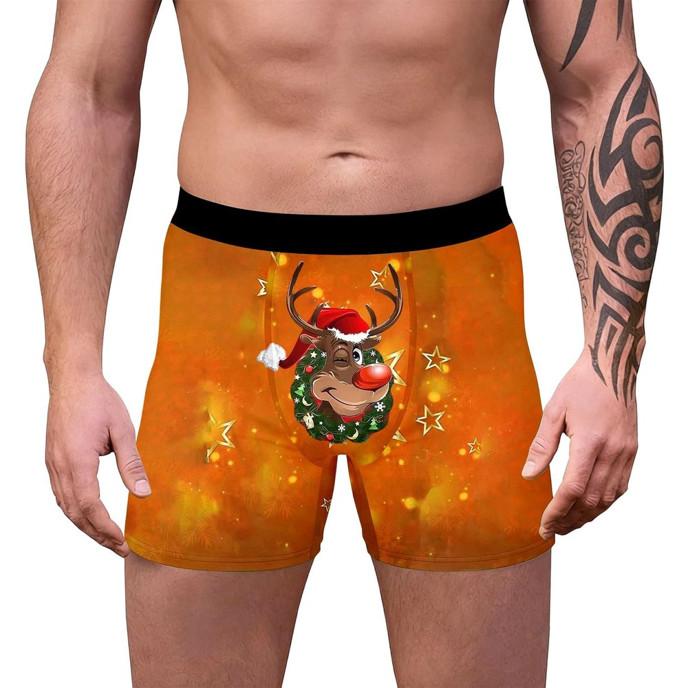 Generic Christmas Cotton Stretch Boxer Briefs for Men