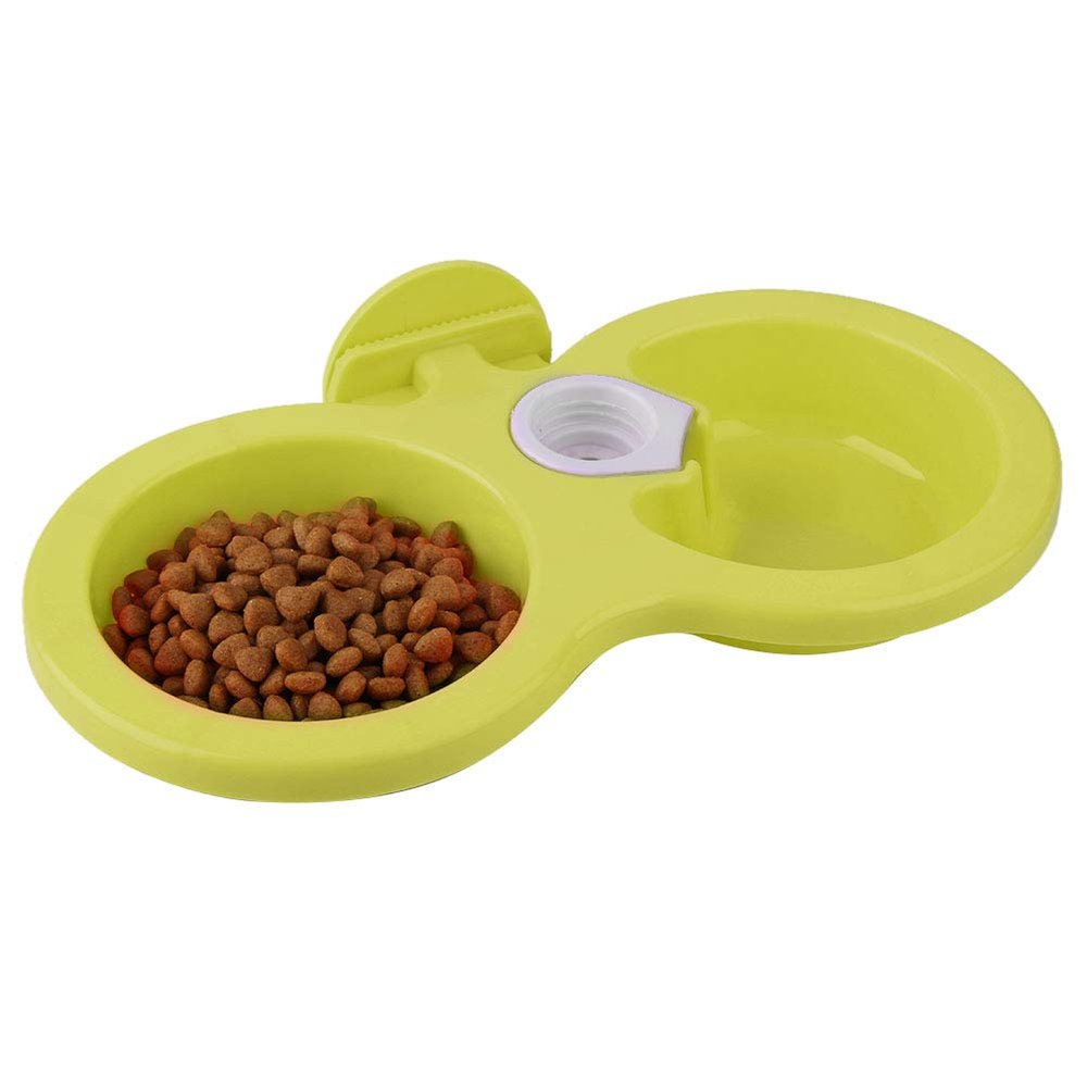 Qcwwy Double Hanging Pet Bowl - Green
