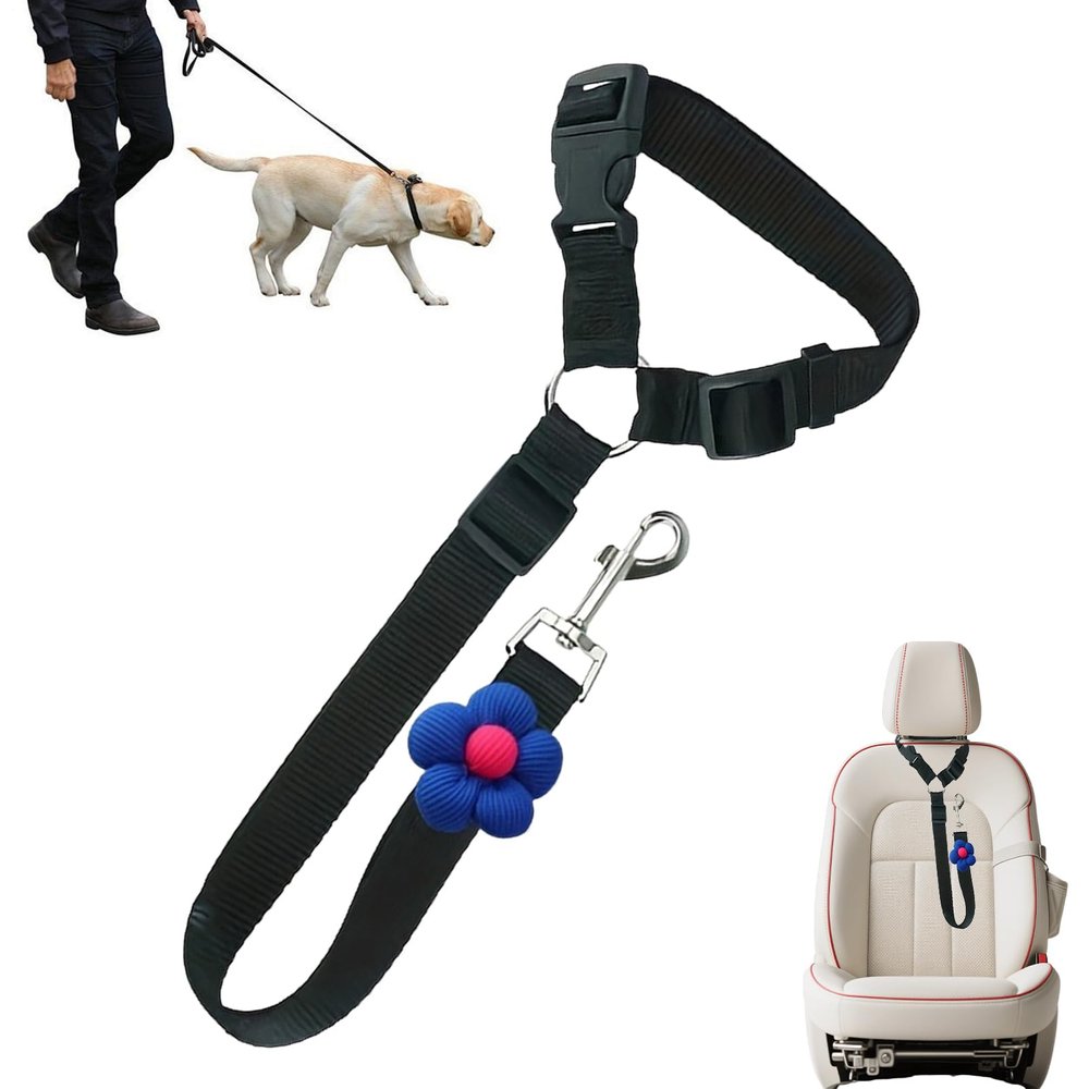 Dog Safety Harness for Car, Retractable Safety Leash