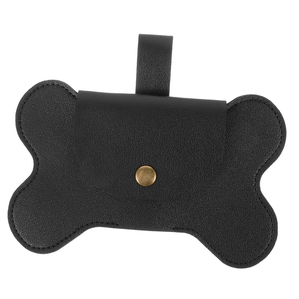 Homoyoyo Reusable Leather Dog Waste Bag Holder with Leash Attachment for Daily Walks, Black