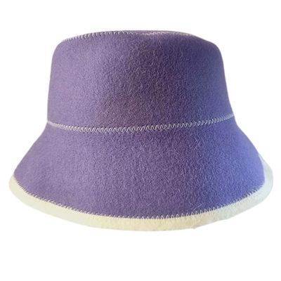 Natural Wool Sauna Hat, Absorbent Felt, Heat-Resistant, Purple, for Women