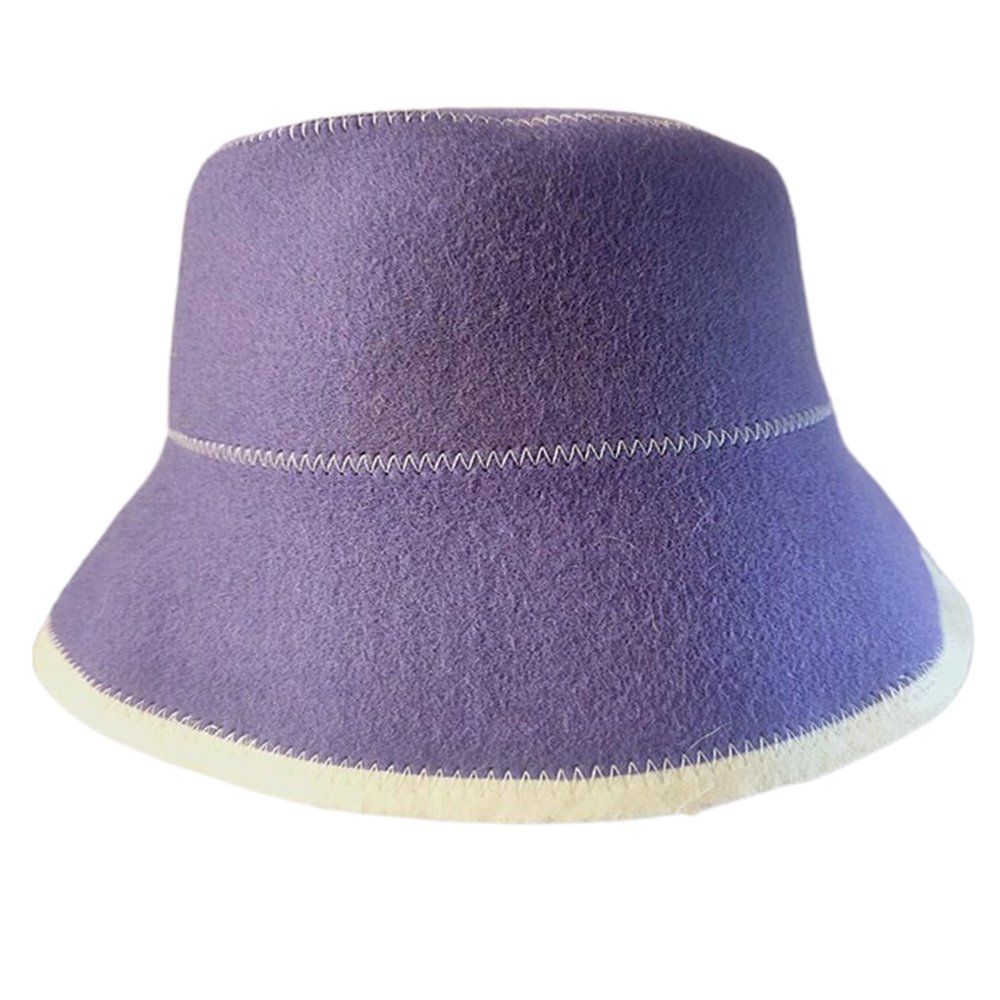 Natural Wool Sauna Hat, Absorbent Felt, Heat-Resistant, Purple, for Women