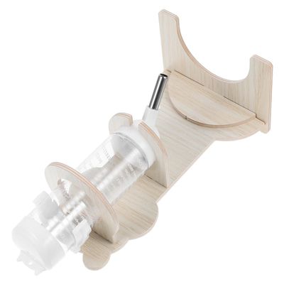 UTHCLO Hamster Water Bottle Holder with Wooden Stand, Leak-Resistant, Space-Saving, Durable, Minimalist Design for Small Pets