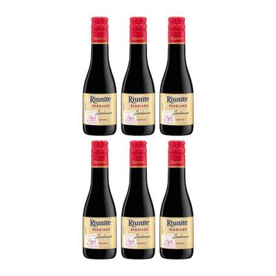 Cantine Riunite Mini Lambrusco Reggiano DOC Semi-Sweet Red Wine, Italy, with FeinWert E-Book (6 x 200 mL)