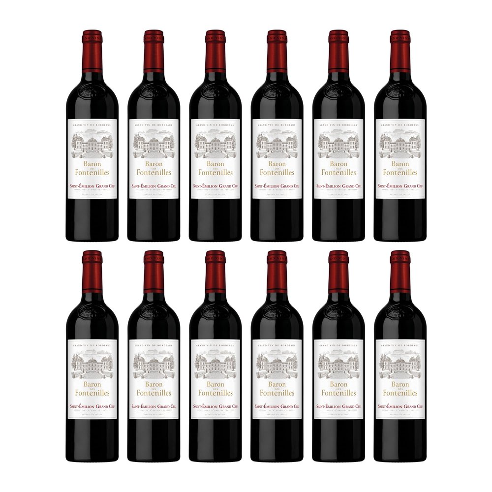 Maison Ginestet Baron des Fontenilles Saint-Émilion Grand Cru AOP Dry Red Wine, France, incl. FeinWert E-Book (12 x 0.75 L)