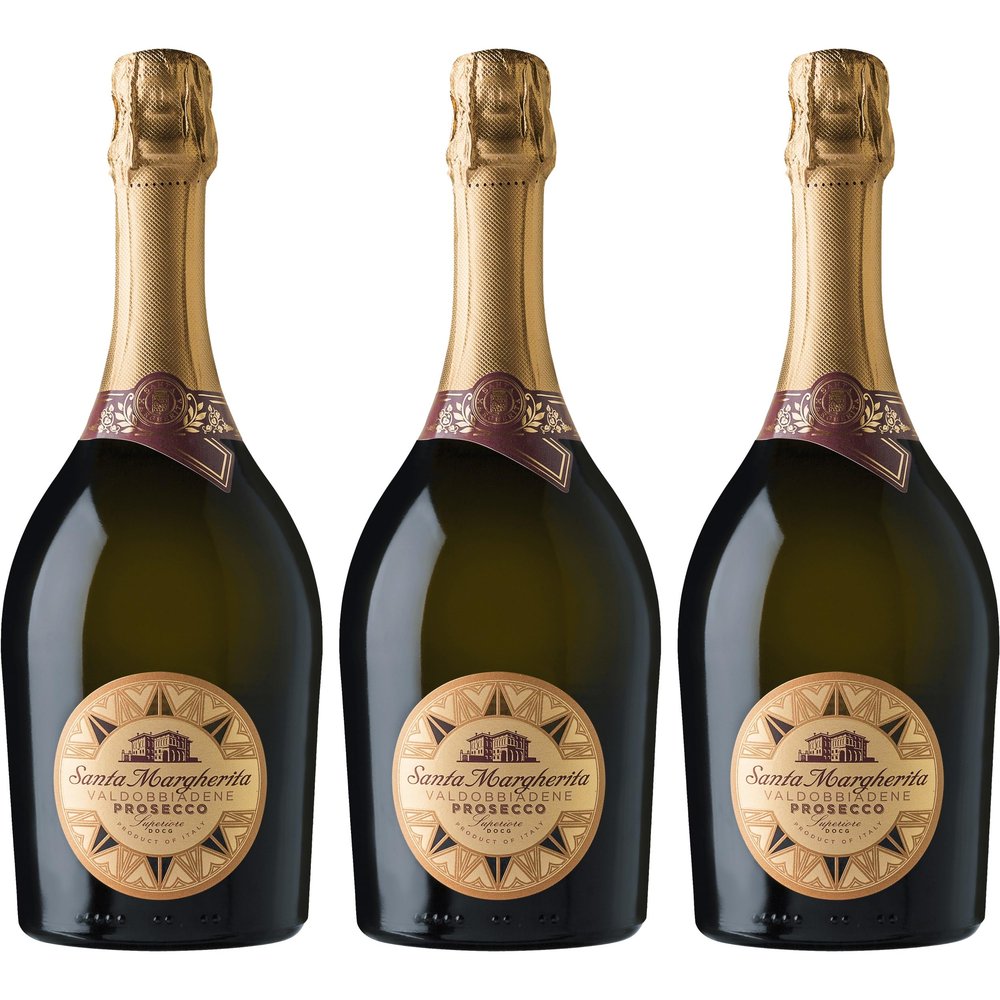 Santa Margherita Valdobbiadene Superiore Extra Brut DOCG Sparkling Wine, White, Italy, incl. FineWert E-Book (3 x 0.75 L)