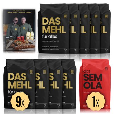 DAS MEHL 91 kg Tipo 0 Wheat Flour (13% Protein) + 11 kg DAS SEMOLA Durum Wheat Semolina | Perfect for Pizza, Bread & Pastry | No Additives, Enzymes or Ascorbic Acid | Made in Germany