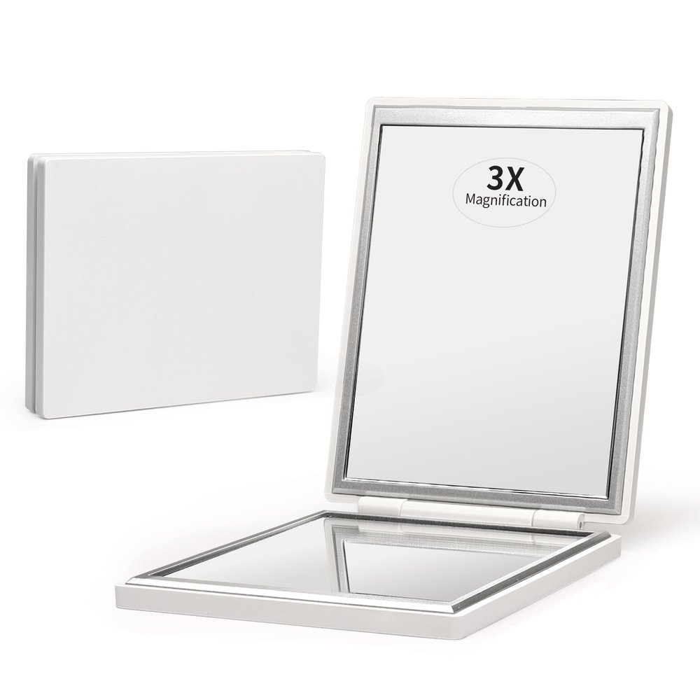 Kintion Pocket Mirror, 1X/3X Travel Mirror with Magnification, Compact, White