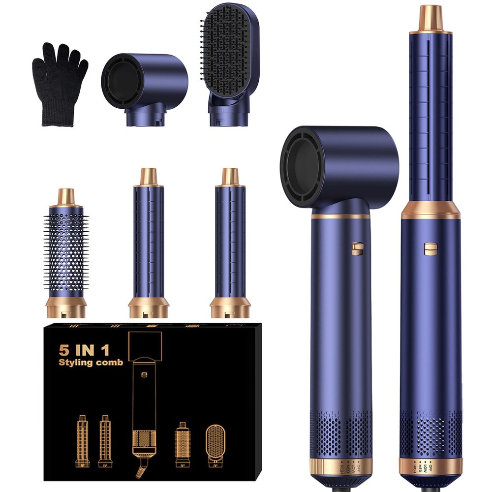 Mogawave 5-in-1 Hair Styler, 1000 W Blow-Dry Brush, Air Curler