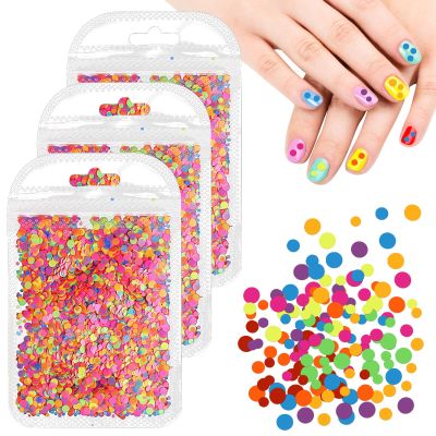 3-Piece Fluorescent Nail Glitter Set with Hearts, Circles and Butterflies
