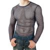 Men's Sheer Fishnet Long-Sleeve Mesh Shirt view 1
