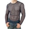 Men's Sheer Fishnet Long-Sleeve Mesh Shirt view 2