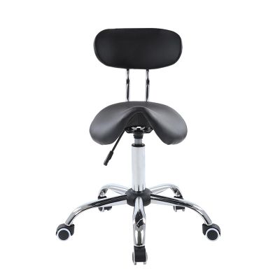 Generic Heavy-Duty Saddle Stool with Backrest and Wheels, Height-Adjustable, Swivel Design, Black