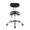 Generic Heavy-Duty Saddle Stool with Backrest and Wheels, Height-Adjustable, Swivel Design, Black view 1