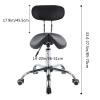 Generic Heavy-Duty Saddle Stool with Backrest and Wheels, Height-Adjustable, Swivel Design, Black view 2