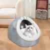 Gray Plush Cat Cave Bed for Indoor Cats and Small Pets view 2