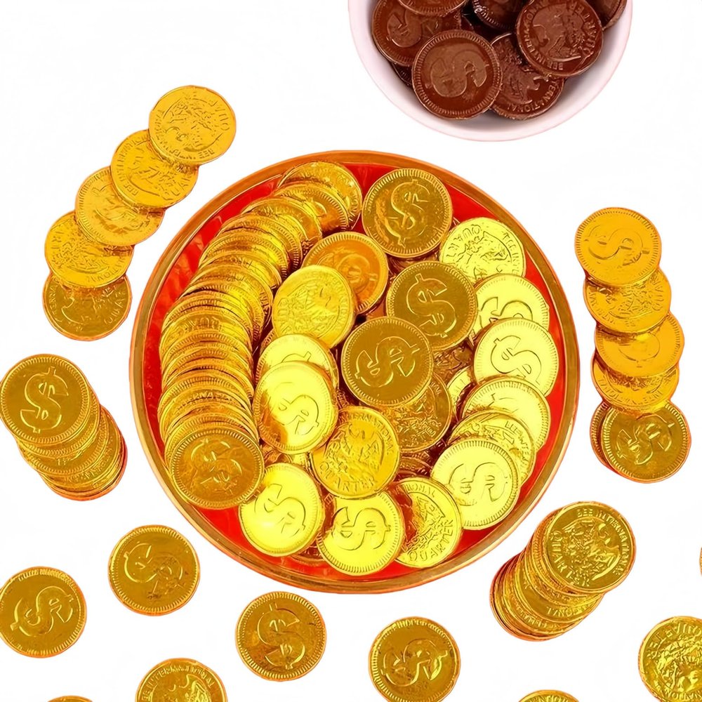 WSYLS Gold Coin Chocolate Snacks for Halloween, Christmas Gifts, New Year, Wedding Decor, Dubai Chocolate (400 g)