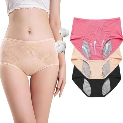 Dry Wear Women's Incontinence Underwear, Leak-Resistant, Washable Cotton Briefs, XL, 3-Pack