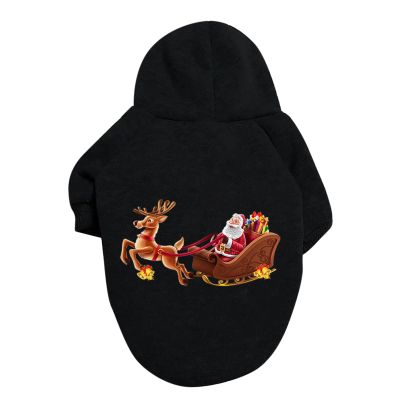 Christmas Reindeer Santa Dog Sweater, Black, L